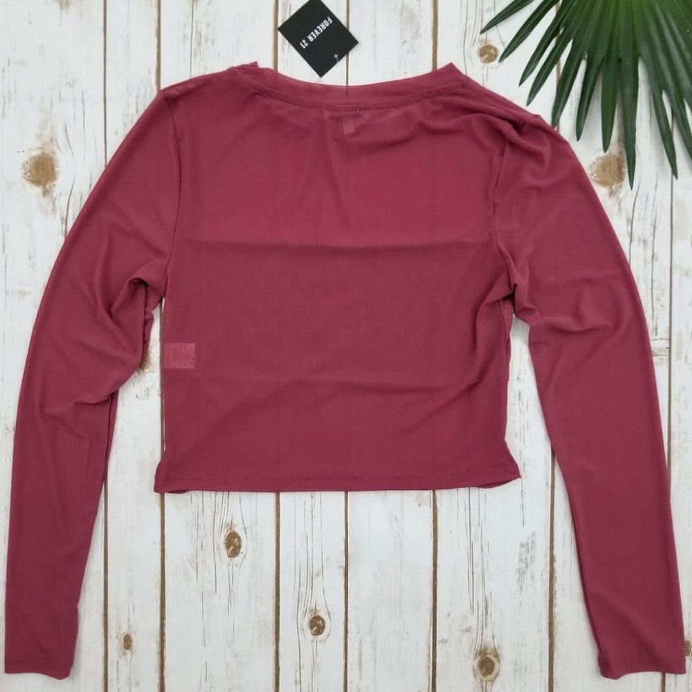 Forever 21 Iris Awesome Mesh Crop Top Mauve - Picture 9 of 12